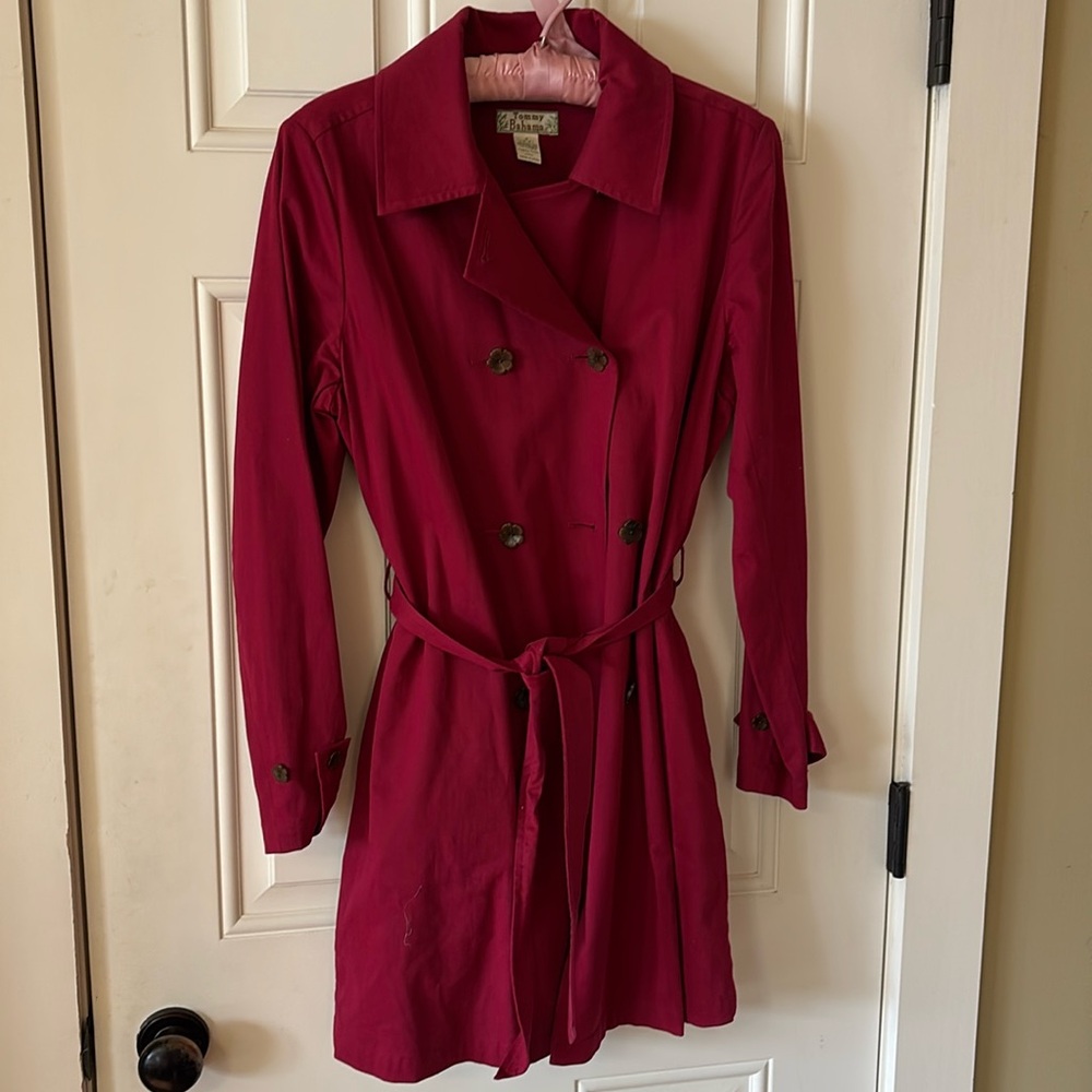 Tommy Bahama size 4/6 SMALL
 CRANBERRY  spring coat
